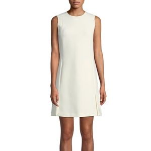 Sleeveless Vent Front Canton Bi-stretch Shift Dress